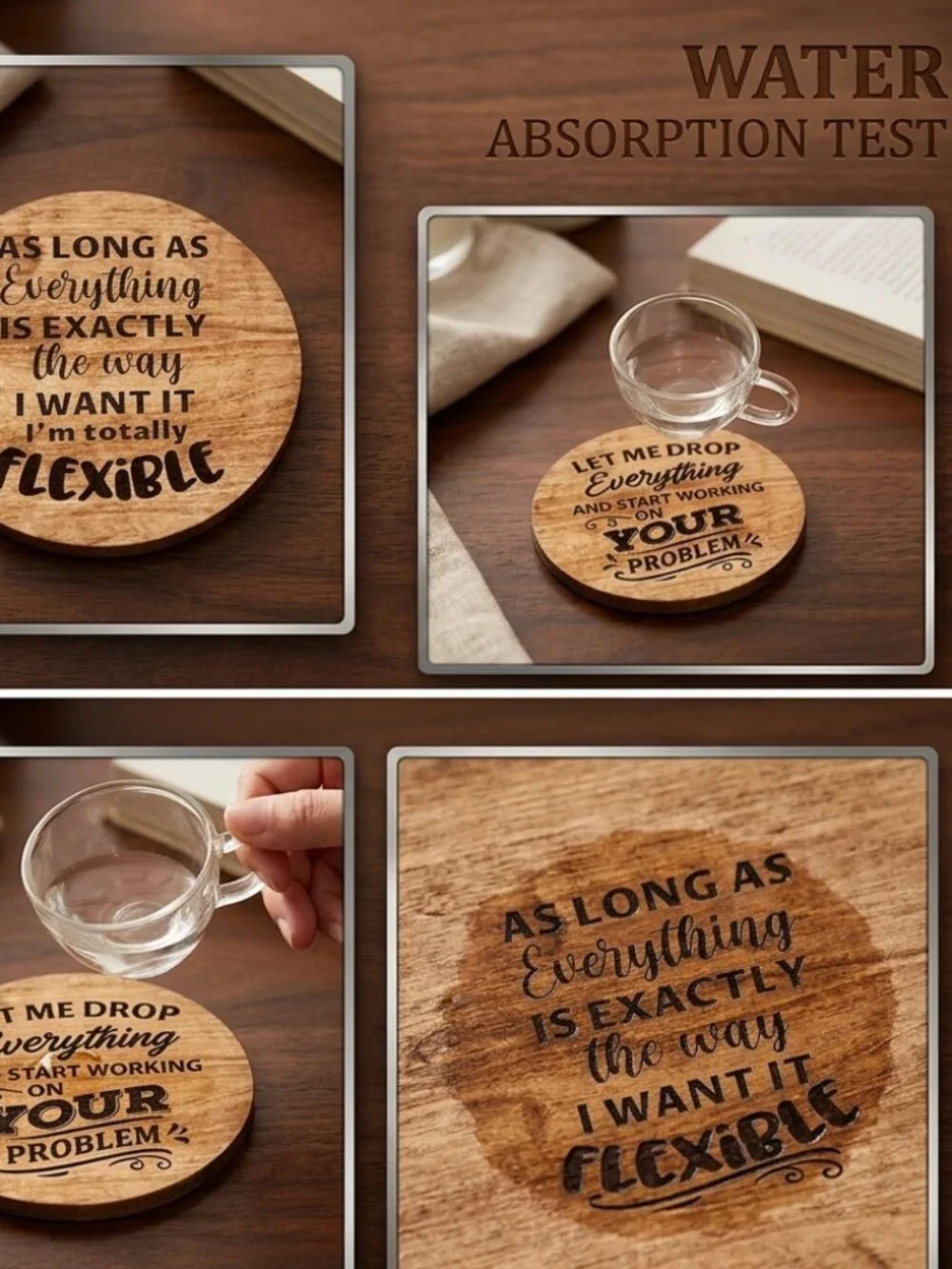 Funny Sarcastic Absorbent Ceramic Stone Coasters Set of 6 for Wine & Coffee